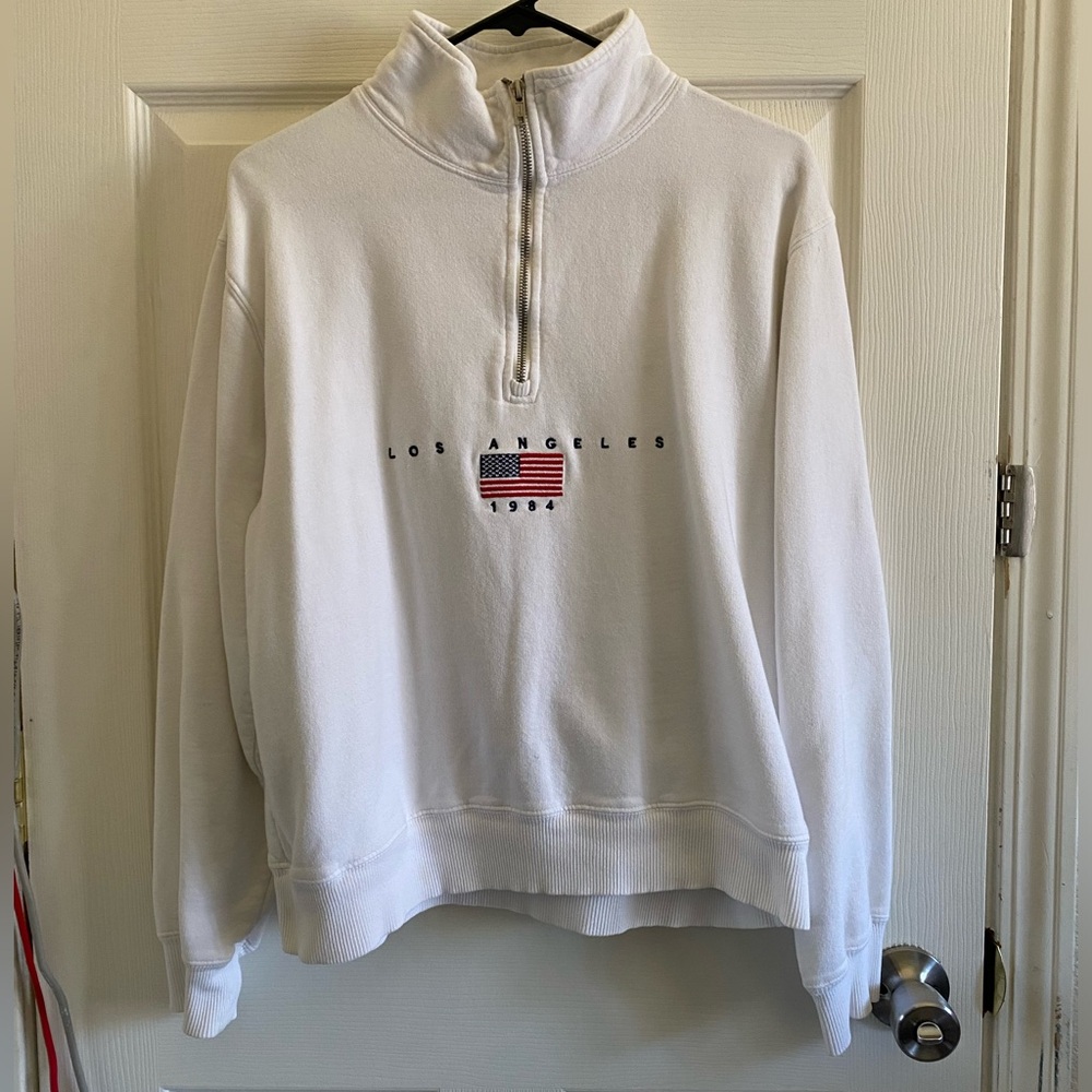 White “one size” quarter zip John Galt jacket